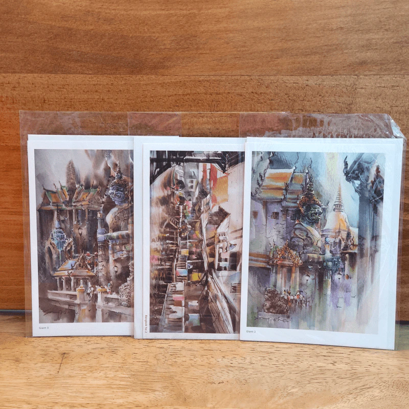 Postcard ภาพวาด Sompote Singthong 3 ใบ รูปที่ 1