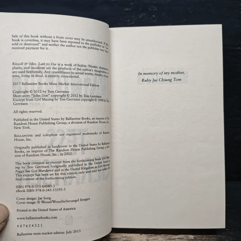 Rizzoli & Isles : Last to Die - Tess Gerritsen รูปที่ 6