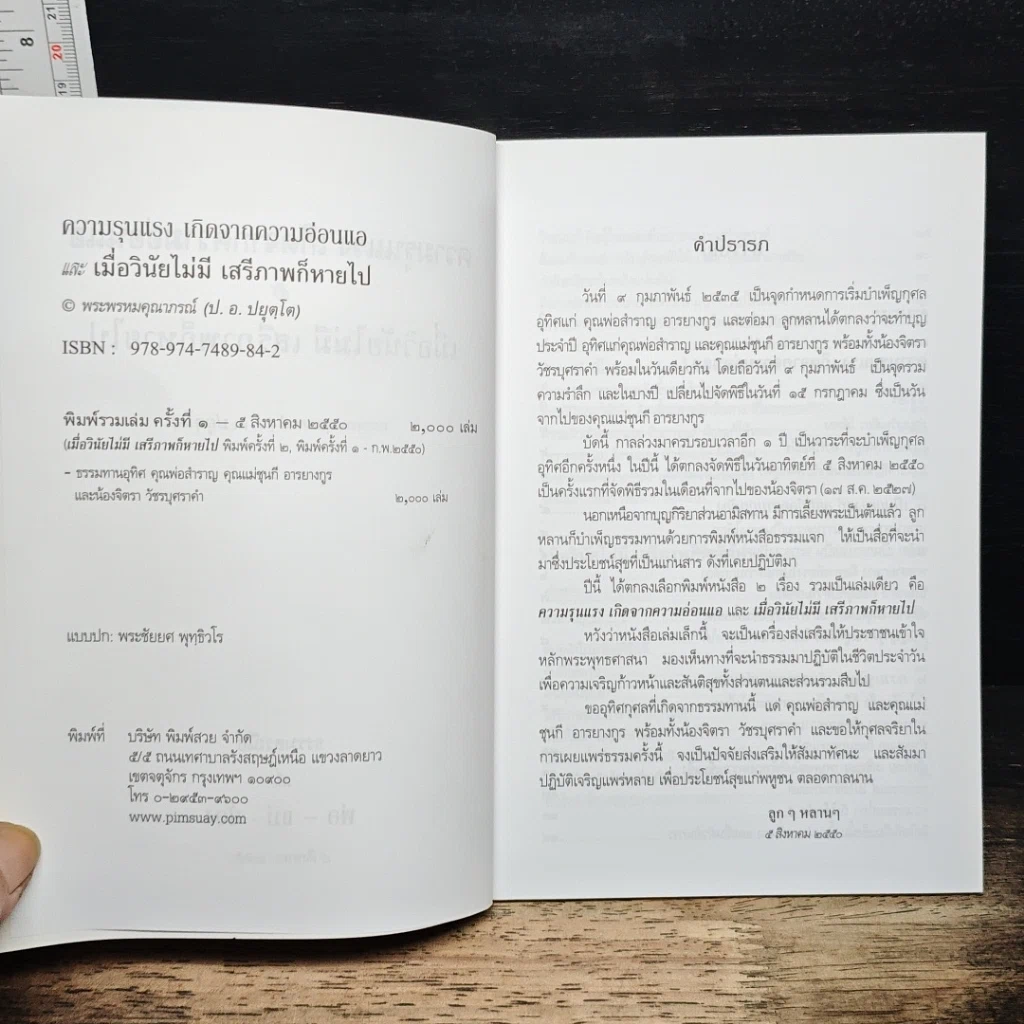 หนังสือ ความรุนแรง เกิดจากความอ่อนแอ และ เมื่อวินัยไม่มี เสรีภาพก็หายไป รูปที่ 6